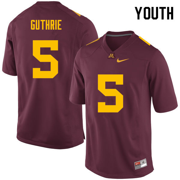 Youth #5 Trenton Guthrie Minnesota Golden Gophers College Football Jerseys Sale-Maroon